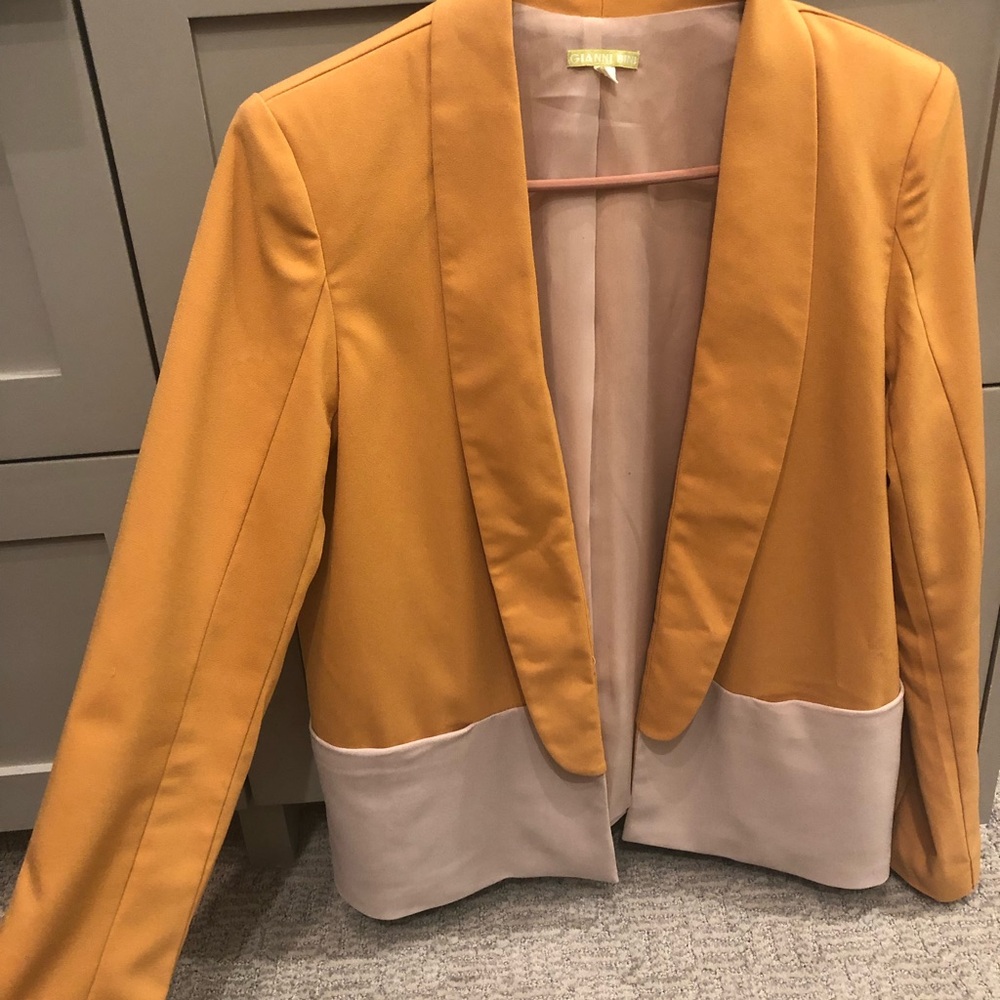Gianni bini mustard and white boyfriend jacket